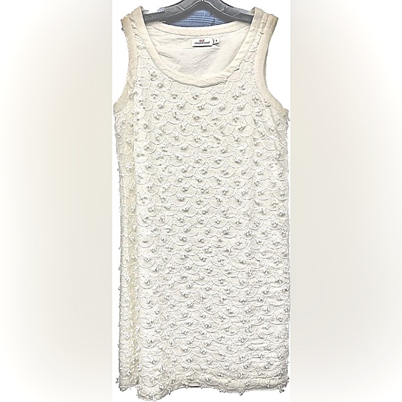 Linen Vineyard Vines Mini.Dress White Scallop Embroidered Shift Nautical in Sz 8 - Picture 4 of 16